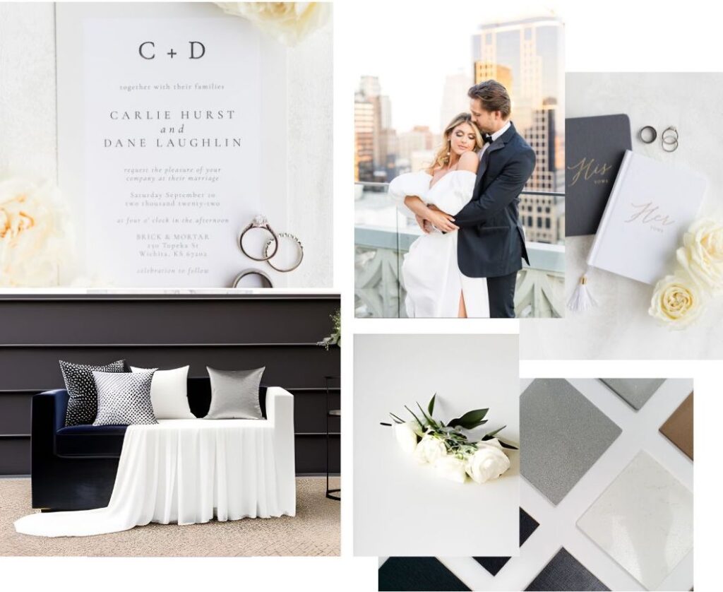Modern minimalistic wedding mood board