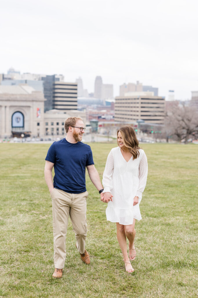 Classic downtown Kansas City view for engagement photos