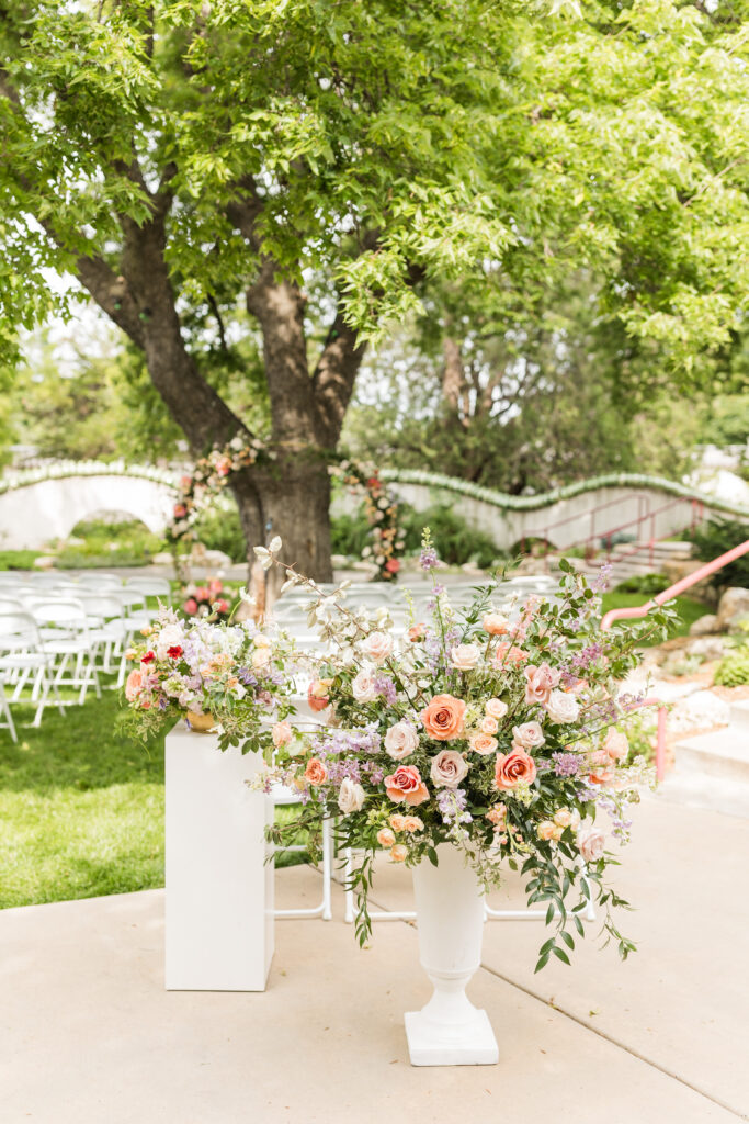 Incredible floral displays at a wedding at Botanica in Wichita, Kansas